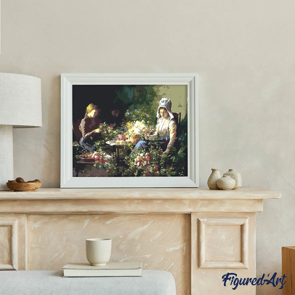 Figured'Art Flower Sellers Graves schilderen op nummer 40x50 cm