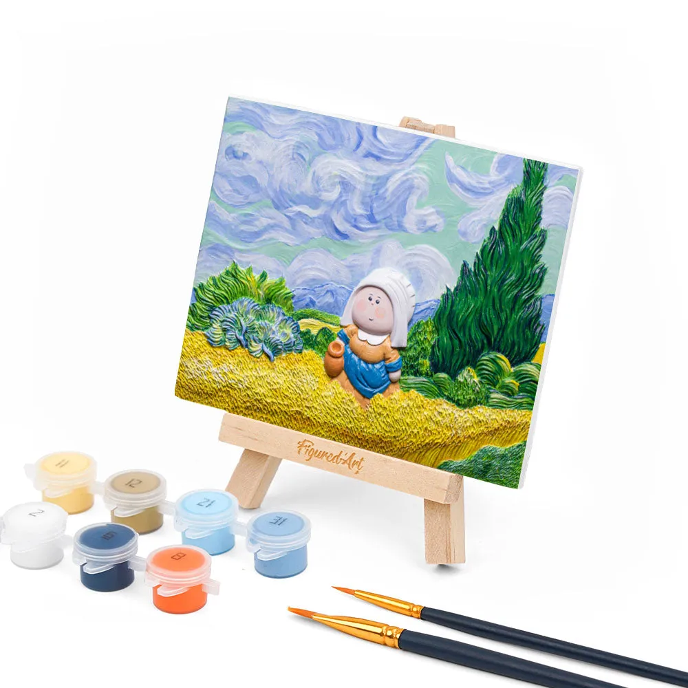 Figured'Art 3D Schilderij De Wandelaarster Tarweveld Reliëfkit