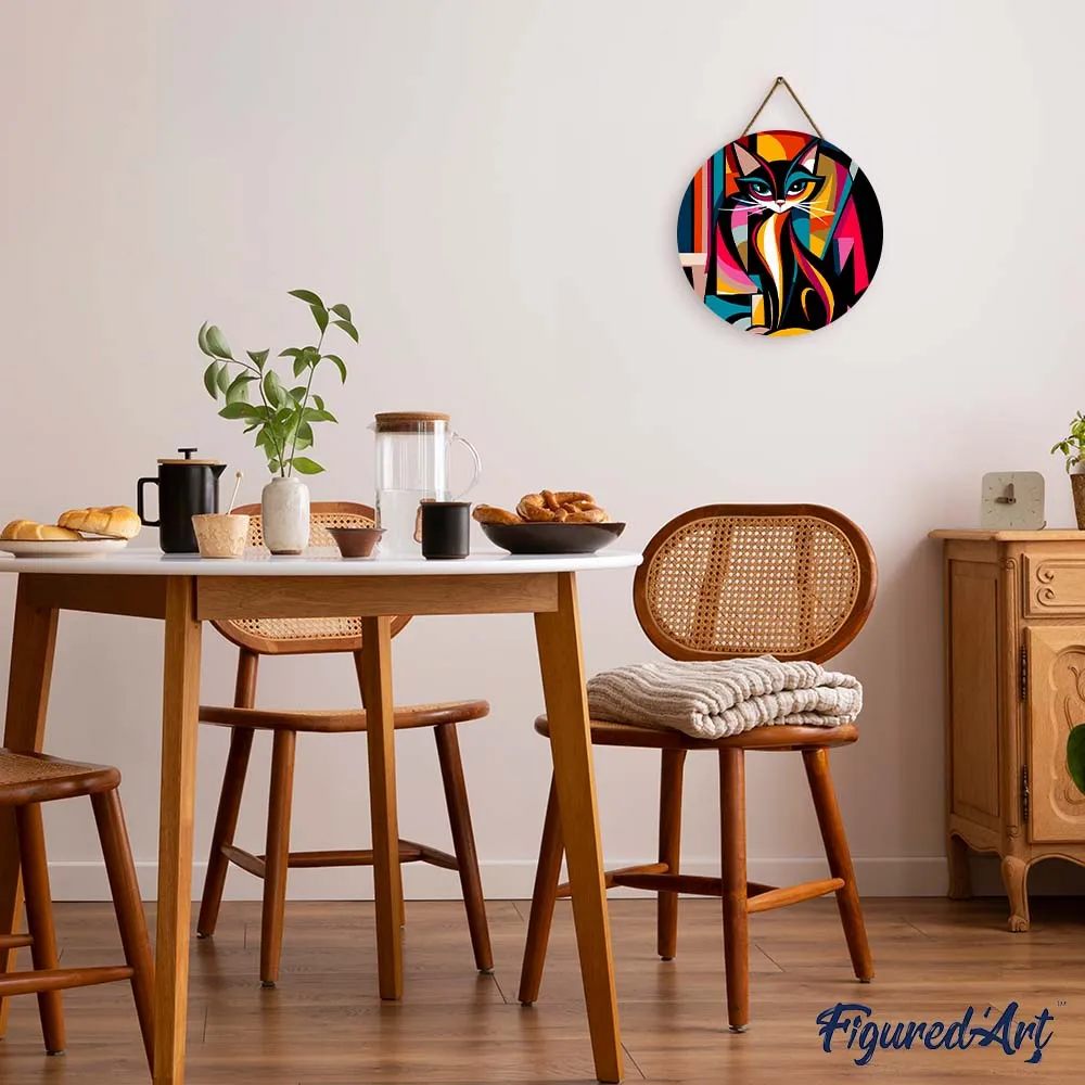 Figured'Art Gedurfd Abstract Kat schilderen op nummer hout 30cm