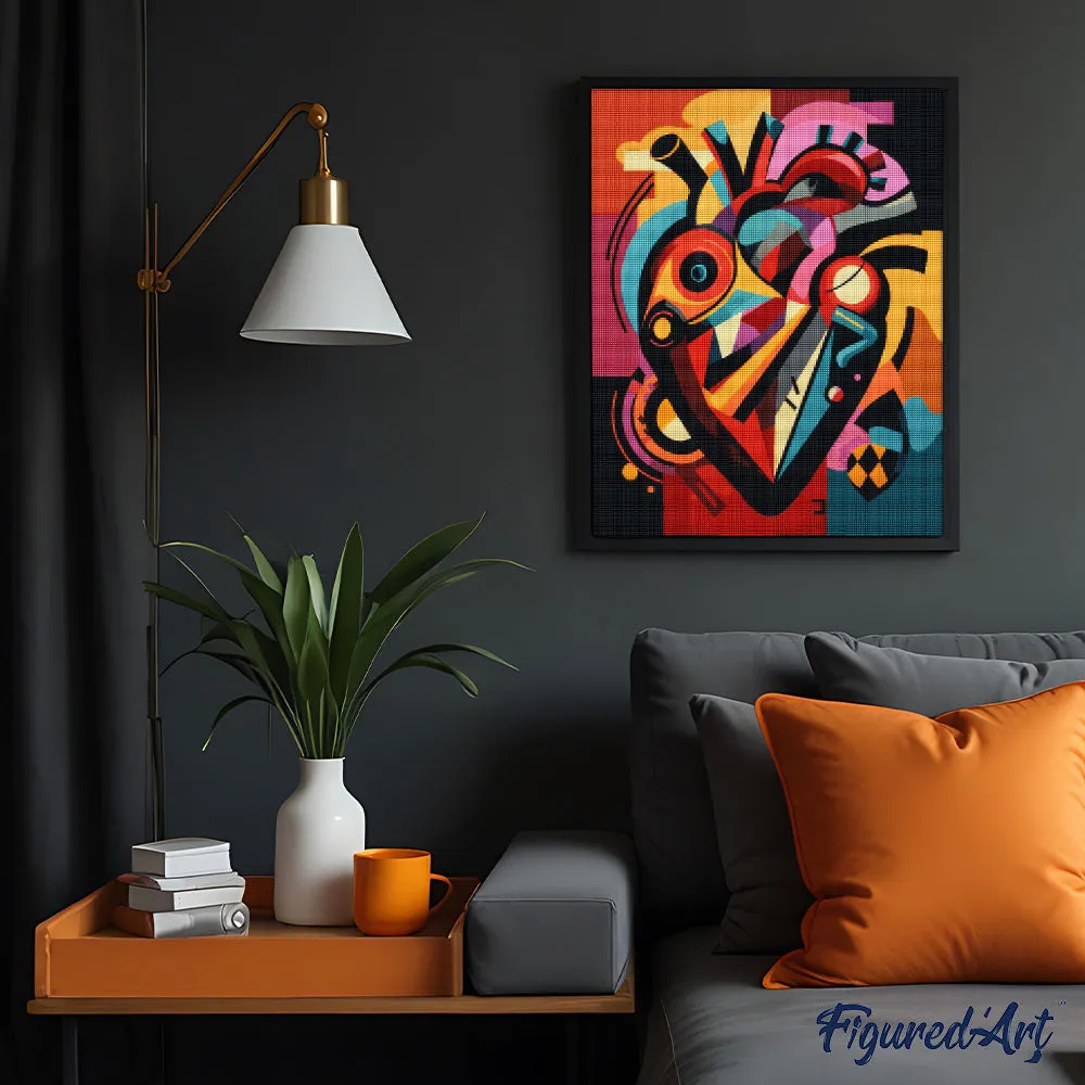Figured'Art Gedurfd Abstract Hart diamond painting rond 40x50