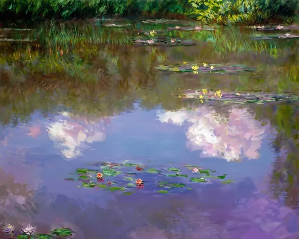 Figured'Art Waterlelies Wolken Monet diamond painting 40x50 cm vierkant