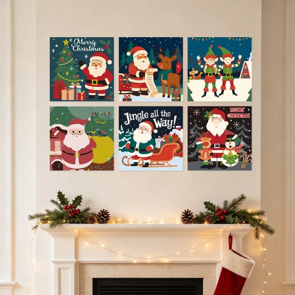 Figured'Art Mini Serie Holly Jolly schilderen op nummer 20x20cm 6 stuks kerst