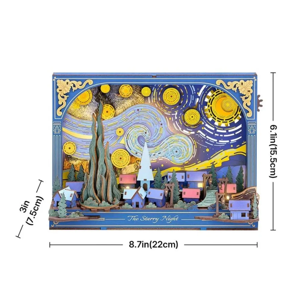 Figured'Art De Sterrennacht 3D puzzel hout 238 stukjes met LED