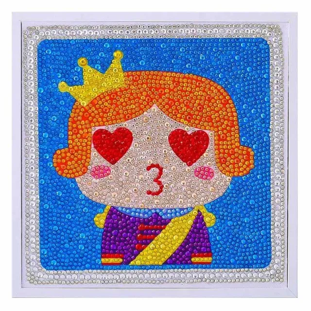 Figured'Art Prins diamond painting met fotolijst 20x20cm rond