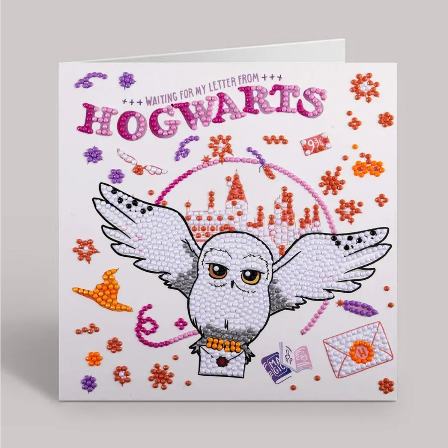 Craft Buddy Crystal Art Hogwarts & Hedwig wenskaart diamond painting 18x18cm