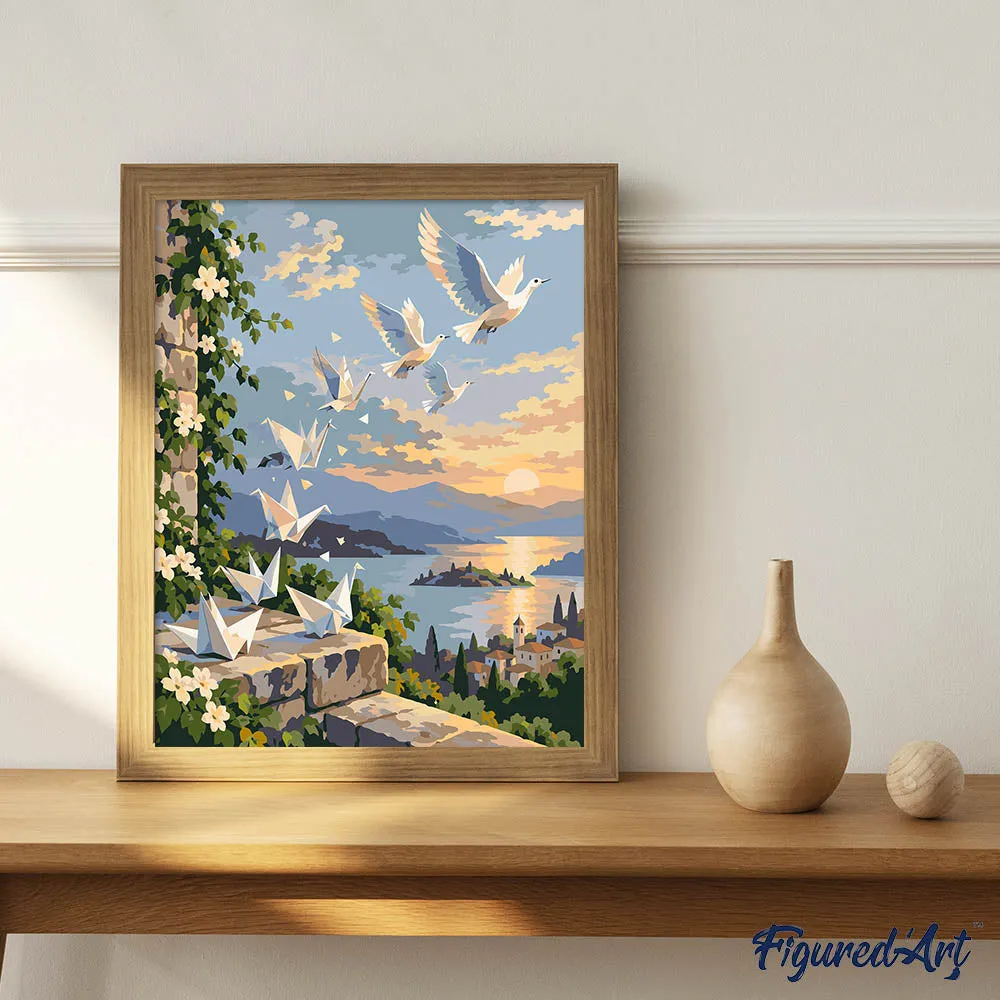 Figured'Art Origami Vogels schilderen op nummer 40x50 cm eenvoudig