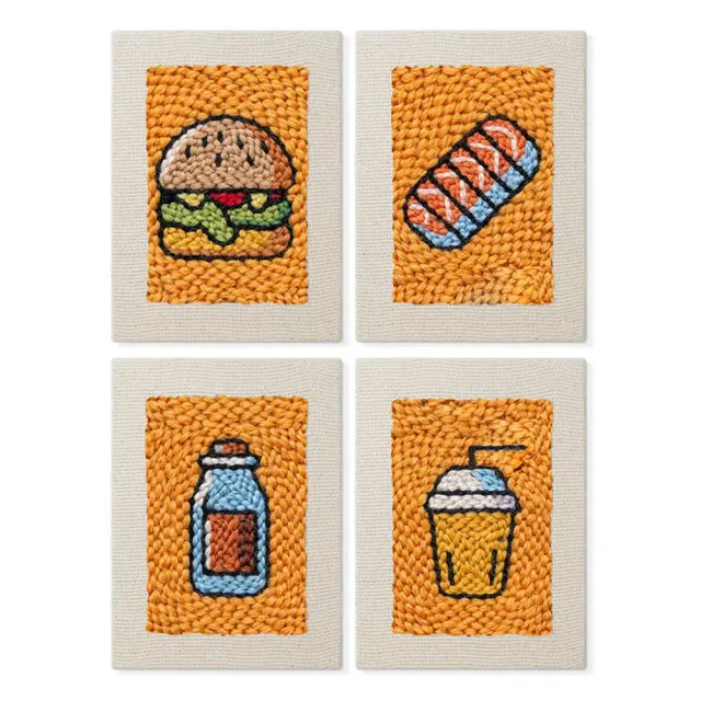 Figured'Art Punch Needle Set Smakelijke Maaltijd 4 stuks met frames