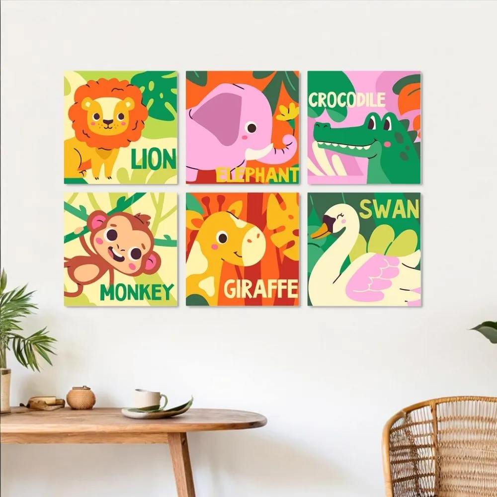Figured'Art Mini Serie Speelse dieren schilderen op nummer 20x20 6st