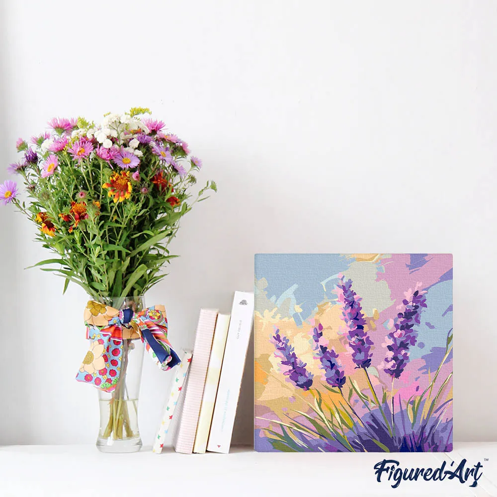 Figured'Art Lavendel mini schilderen op nummer 20x20cm met frame