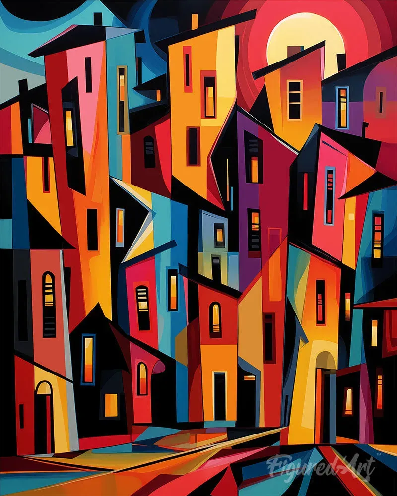 Figured'Art Gedurfd Abstract Gebouwen schilderen op nummer 40x50cm