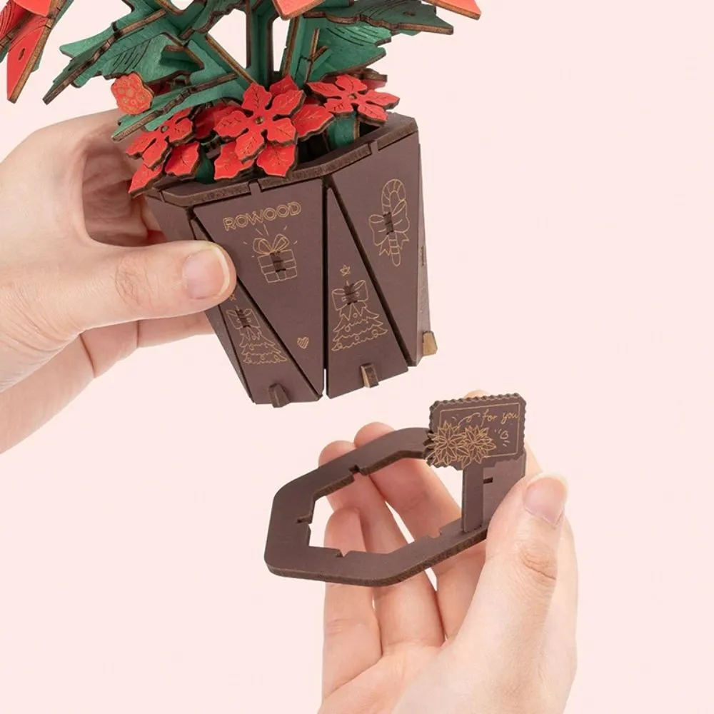 Figured'Art Poinsettia 3D puzzel hout 153 stukjes 14,5cm