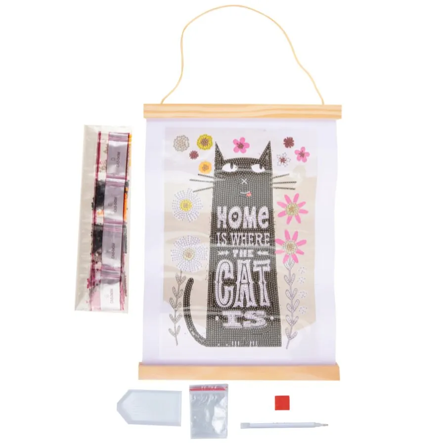 Craft Buddy Mini Crystal Art Cat At Home scroll 20x30cm kat