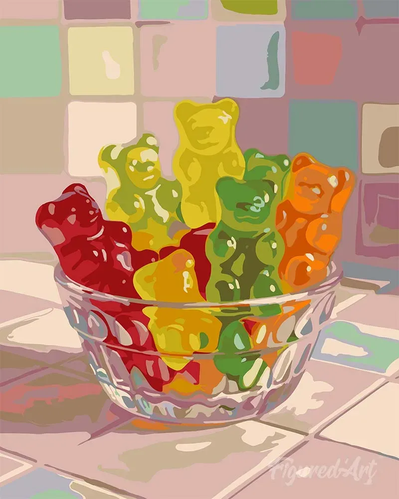 Figured'Art Gummy lekkernijen schilderen op nummer 40x50cm