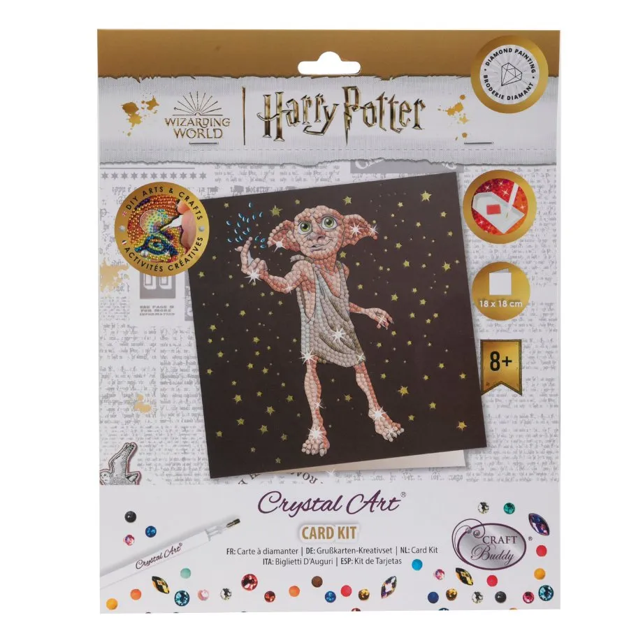 Craft Buddy Crystal Art Harry Potter Dobby wenskaart 18x18cm