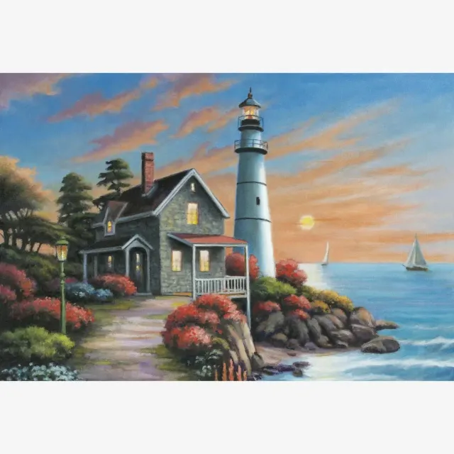 ARTDOT Idyllische Huizen Kustvuurtoren diamond painting 67x45