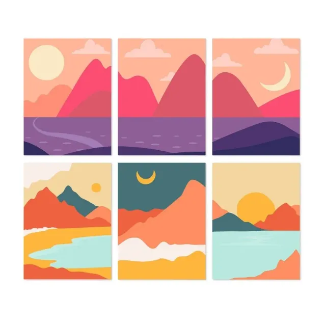 Figured'Art Mini Serie Bergtoppen Zonsondergang 15x20cm 6 stuks