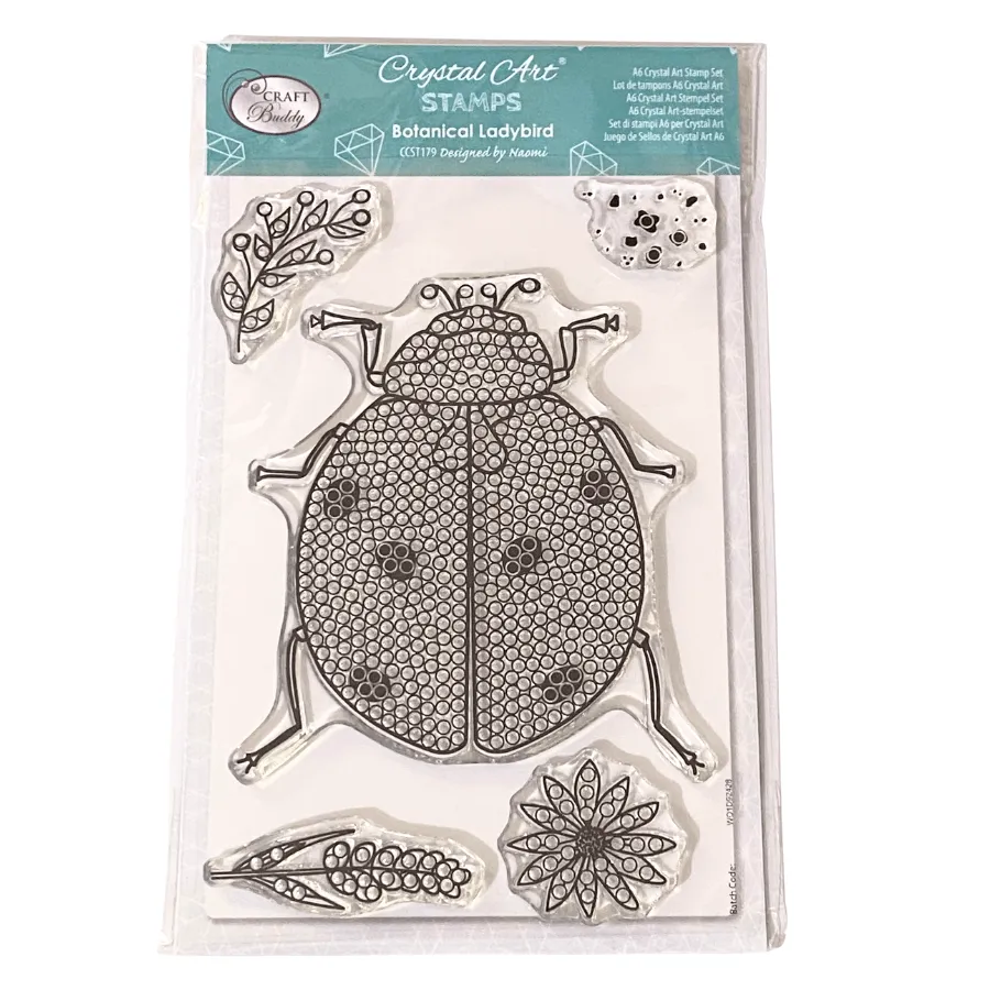 Craft Buddy Crystal Art Botanical Ladybird stempelset A6 lieveheers