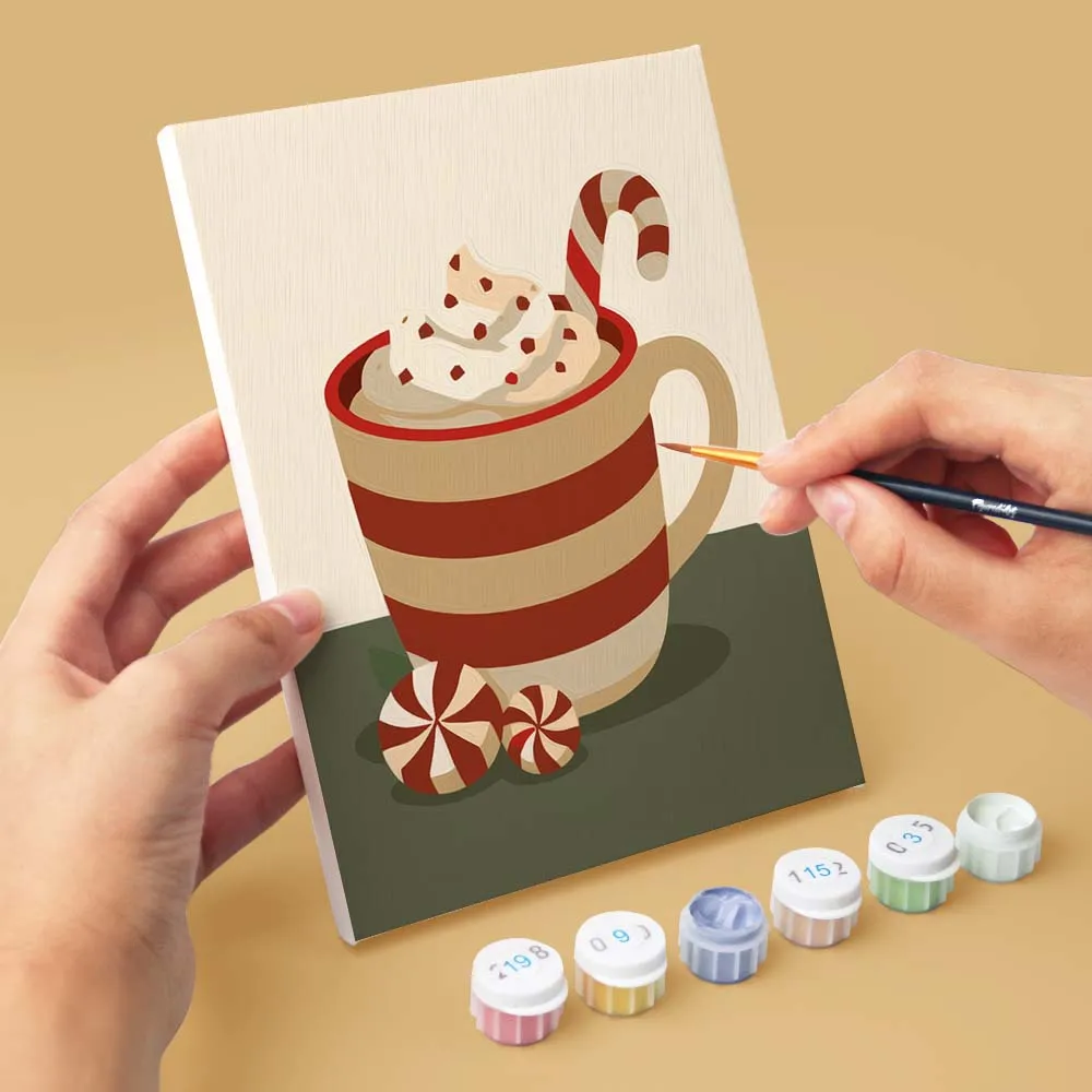 Figured'Art Gezellige Winterdranken mini schilderen op nummer 6 stuks