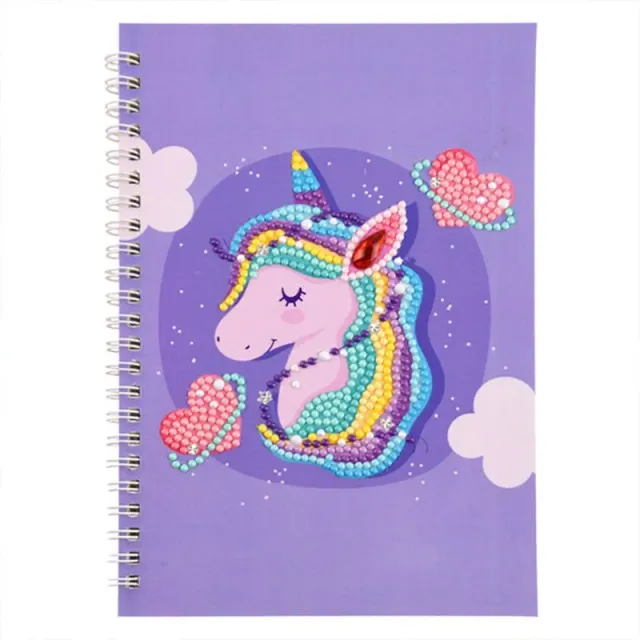 Figured'Art Paarse Eenhoorn diamond painting boekje A5 60 pagina's