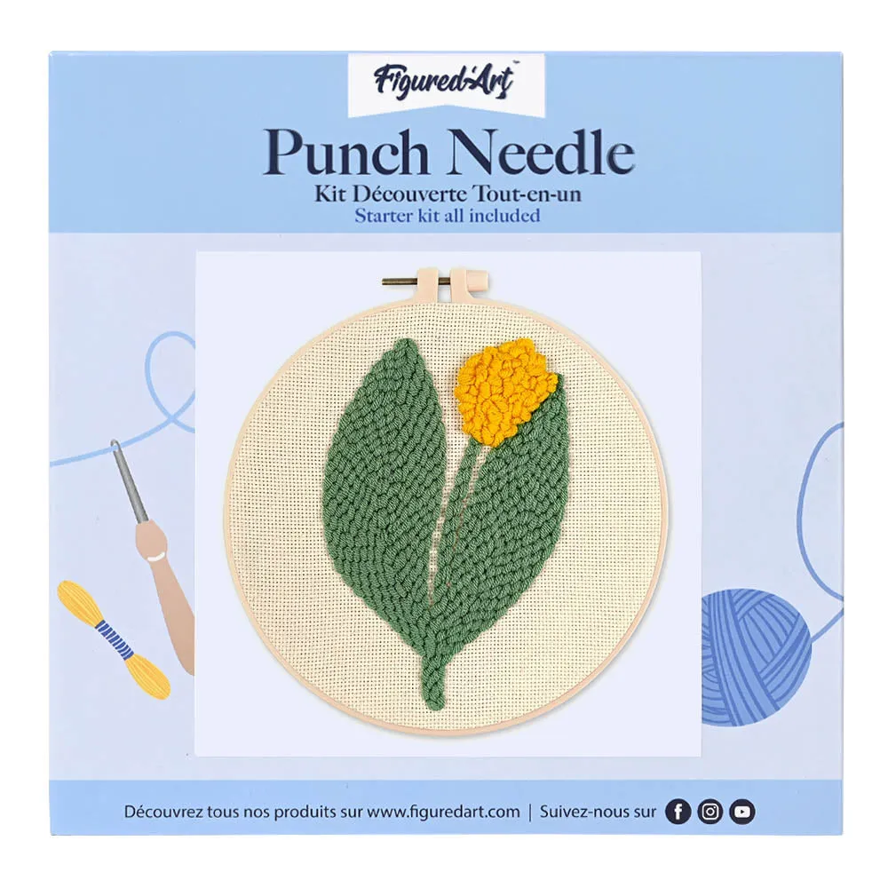 Figured'Art Punch Needle Pakket Gele Tulp 20x20 cm wol