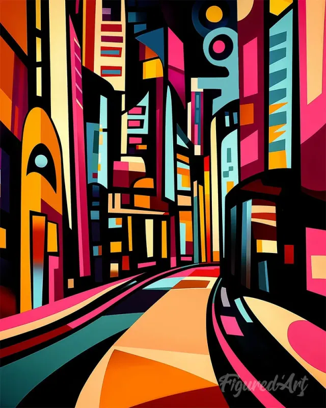 Figured'Art Gedurfd Abstract Stedelijke Straat schilderen op nummer 40x50cm