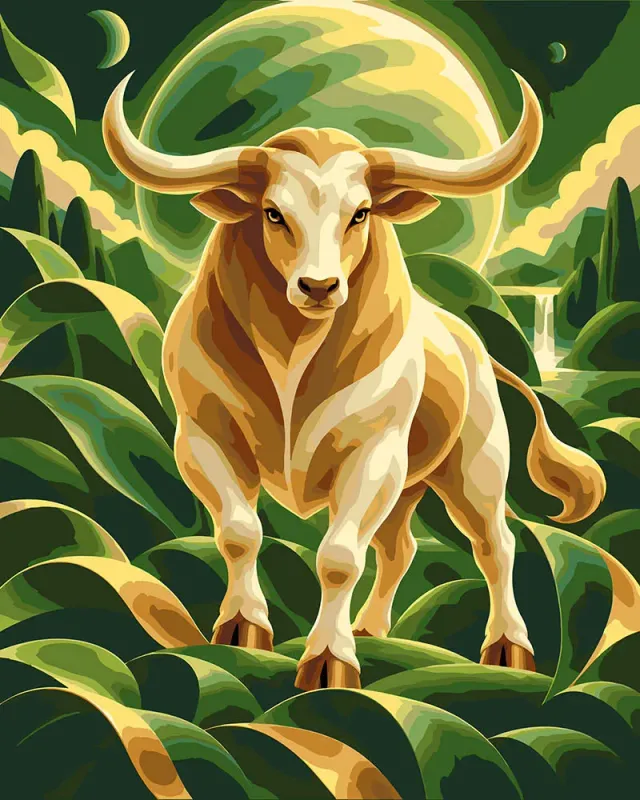 Figured'Art Schilderen op Nummer Stier Kosmische Sterrenbeeld schilderij 40x50 cm