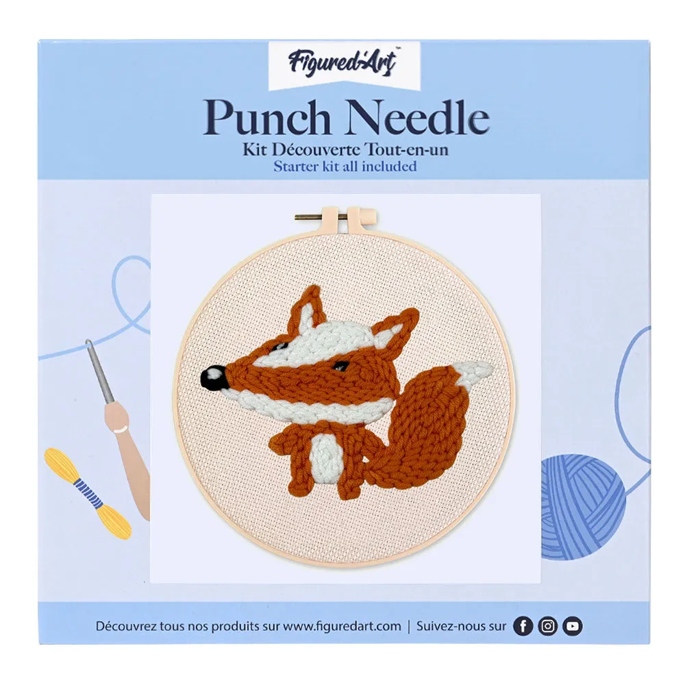 Figured'Art Schattige vos punch needle pakket 20 cm wol