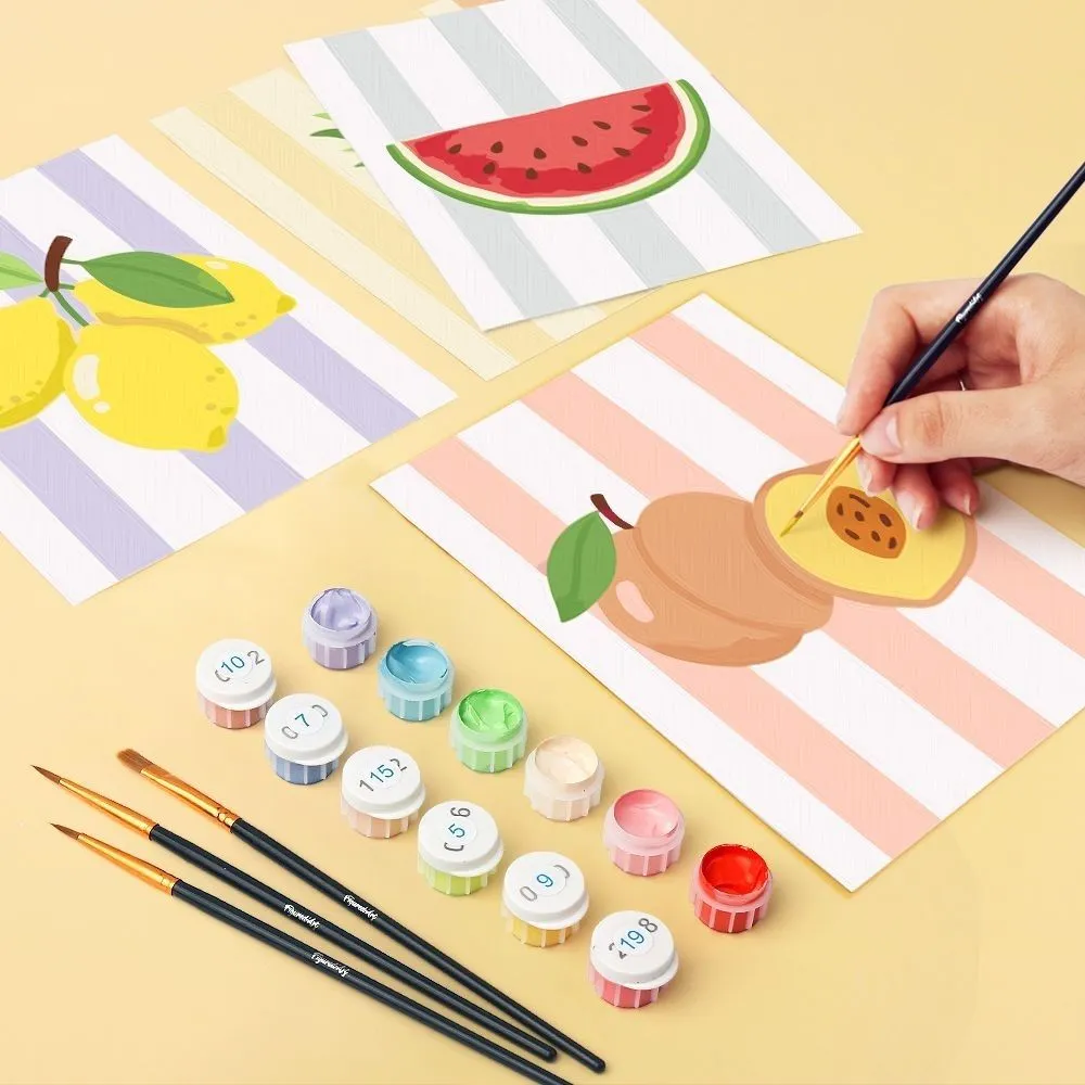 Figured'Art Zonnige Fruitset mini schilderen op nummer 6 stuks 15x20cm