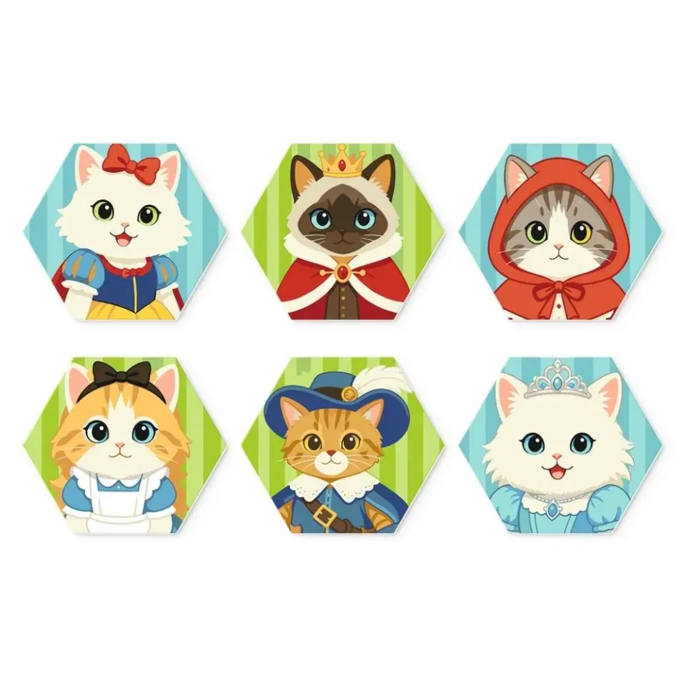 Figured'Art Mini Serie Kattenvrienden schilderen op nummer 6 stuks