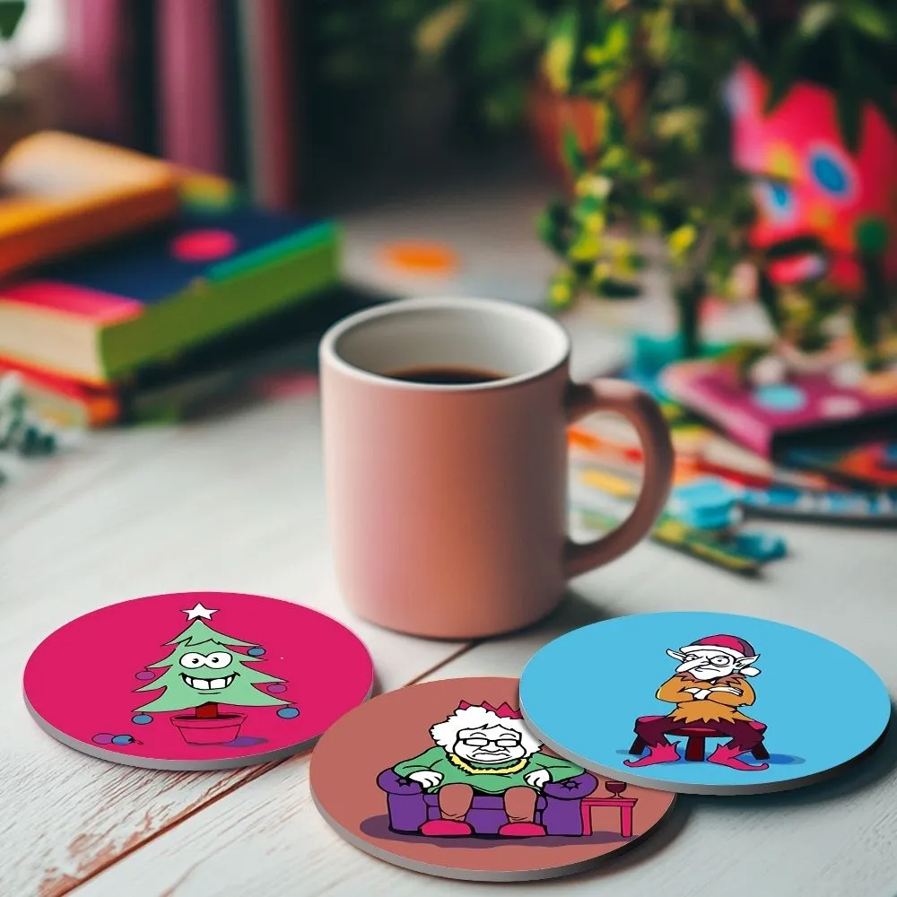 Figured'Art Creatief Kerstcadeau 2 schilderen op nummer onderzetters 10cm 4 stuks