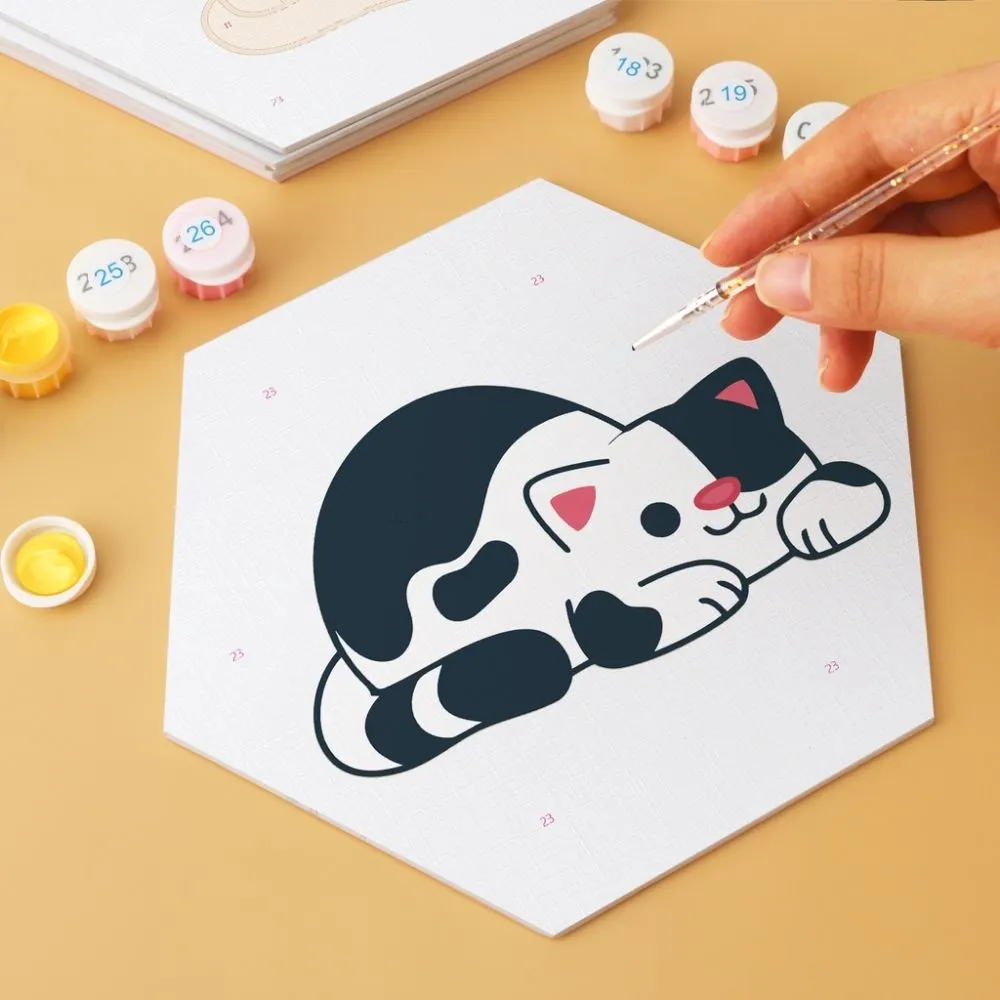 Figured'Art Mini Serie Kleine katten schilderen op nummer 6 stuks 20x17,3cm