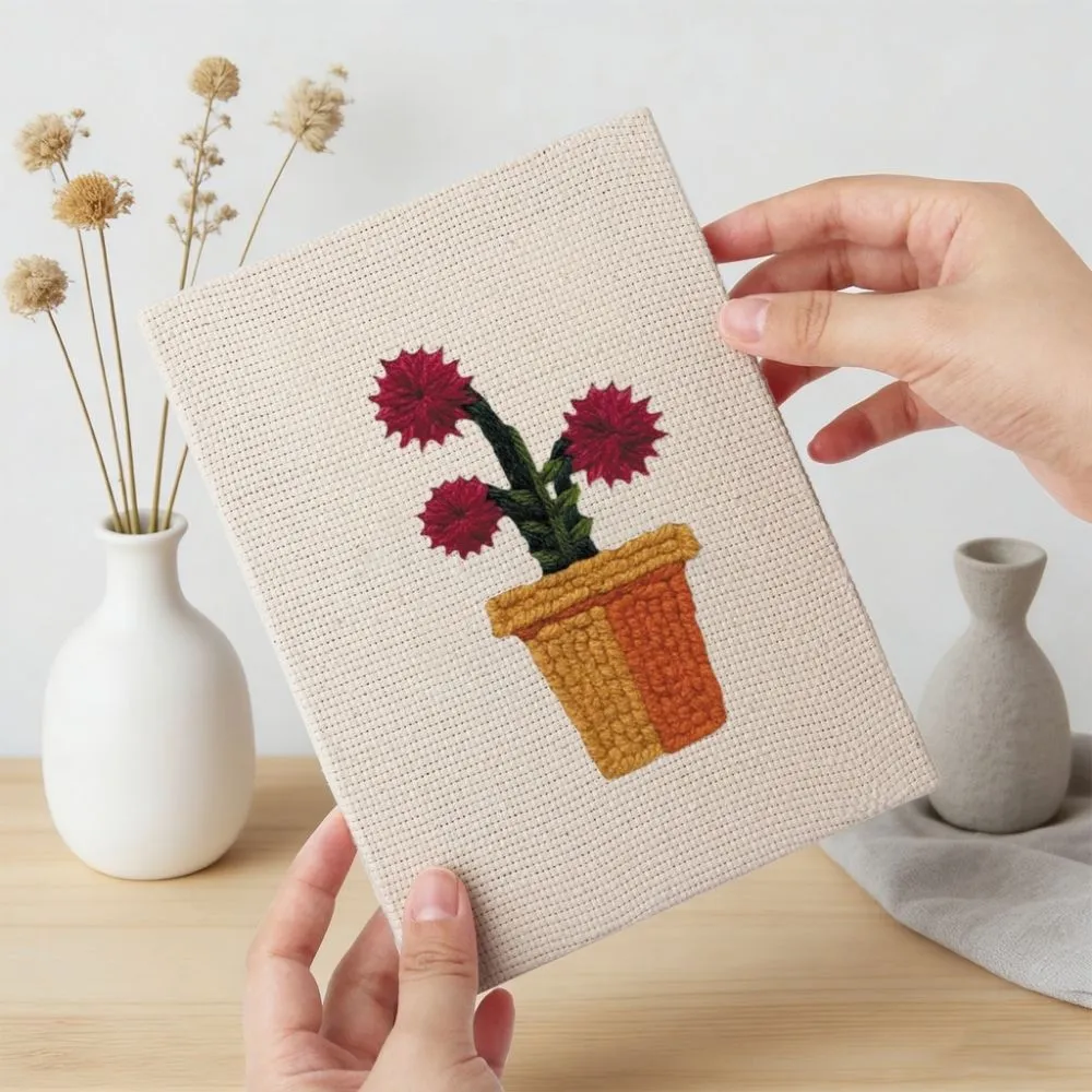 Figured'Art Bloeiende Mini Potjes punch needle set 4 stuks bloemen