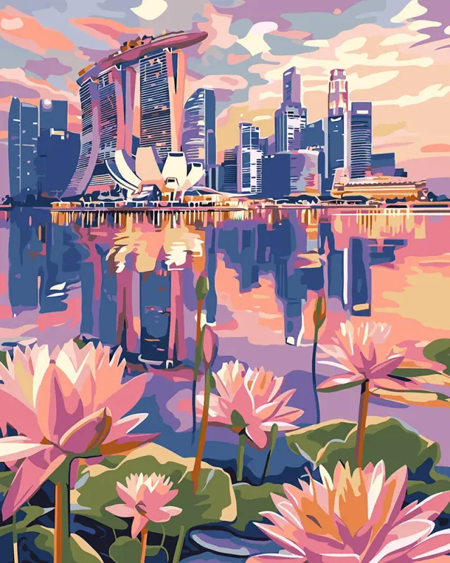 Figured'Art Singapore en waterlelies schilderen op nummer