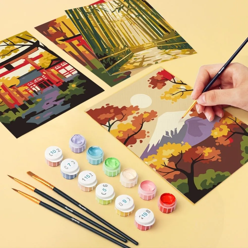 Figured'Art Rustig Japan schilderen op nummer 15x20cm 6 stuks