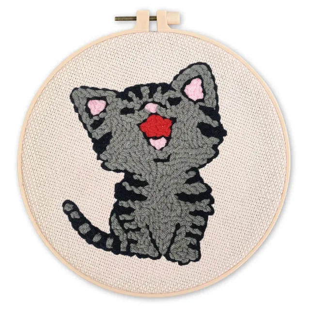 Figured'Art Lachende Kat Punch Needle Pakket 20cm