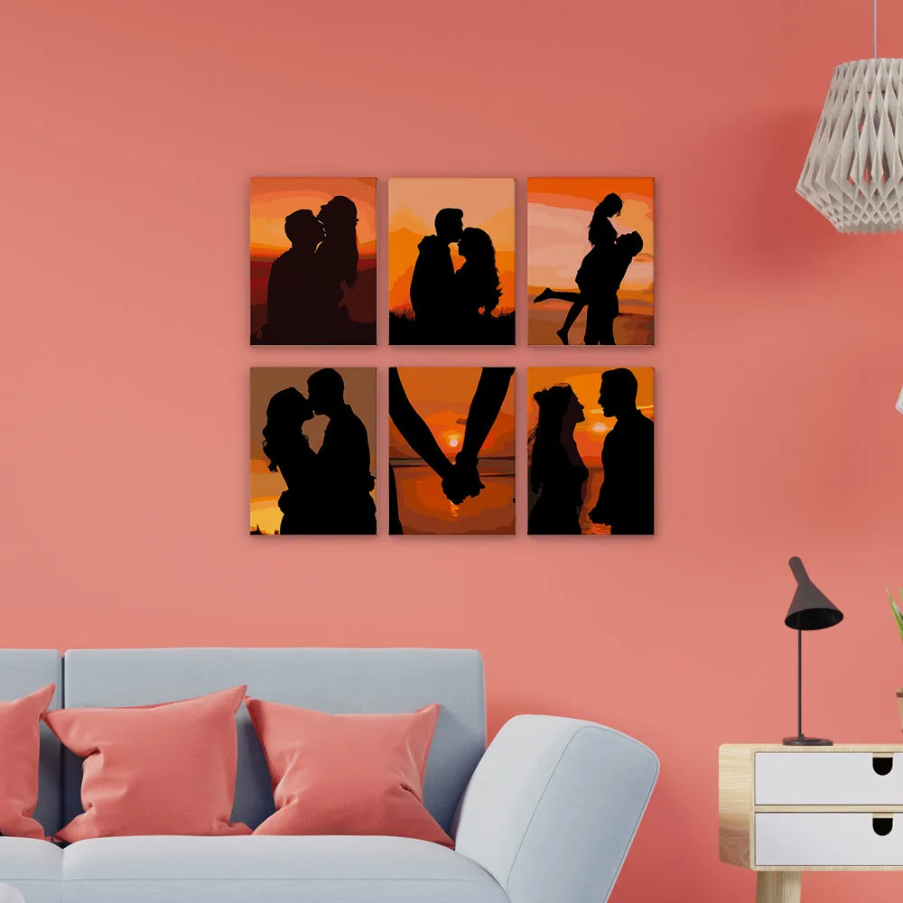 Figured'Art Mini Romantische Zonsondergang Silhouetten schilderen op nummer 6x 15x20cm
