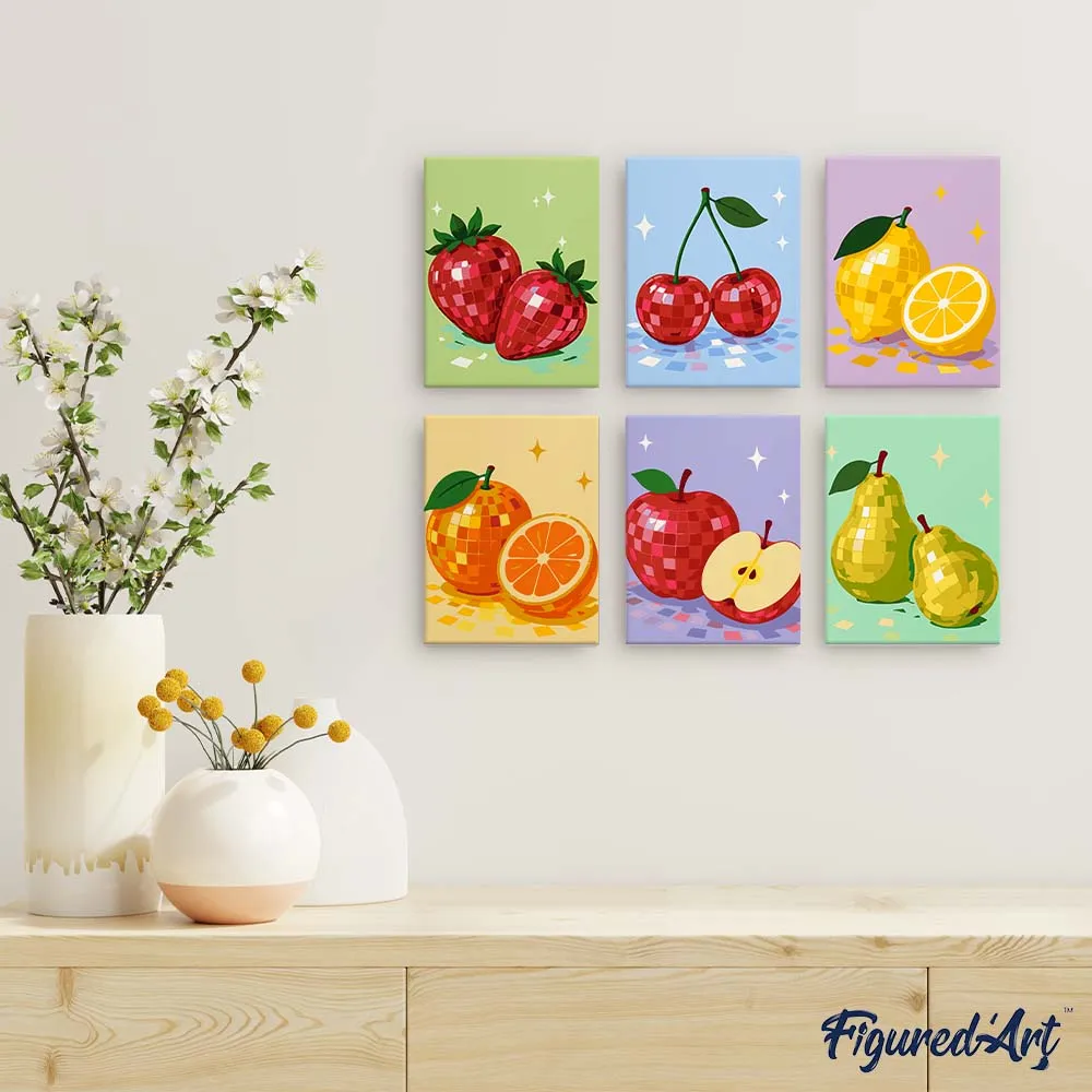 Figured'Art Disco Fruit Collectie schilderen op nummer 15x20 cm 6 stuks