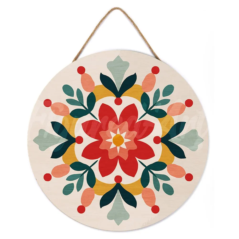 Figured'Art Wintermandala schilderen op nummer houten schijf 30cm rond