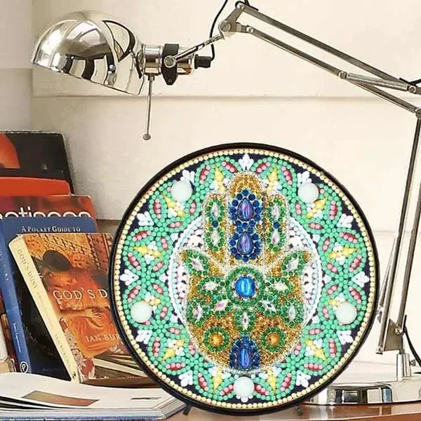 Figured'Art Hamsa-Hand Diamond Painting LED-Lamp 15 cm