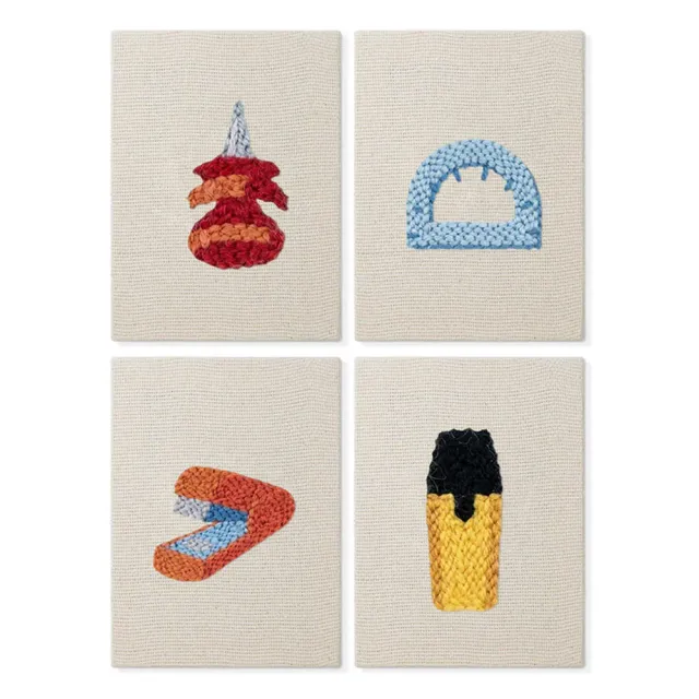 Figured'Art Kawaii Schrijfwaren punch needle set 4 stuks 15x20 cm