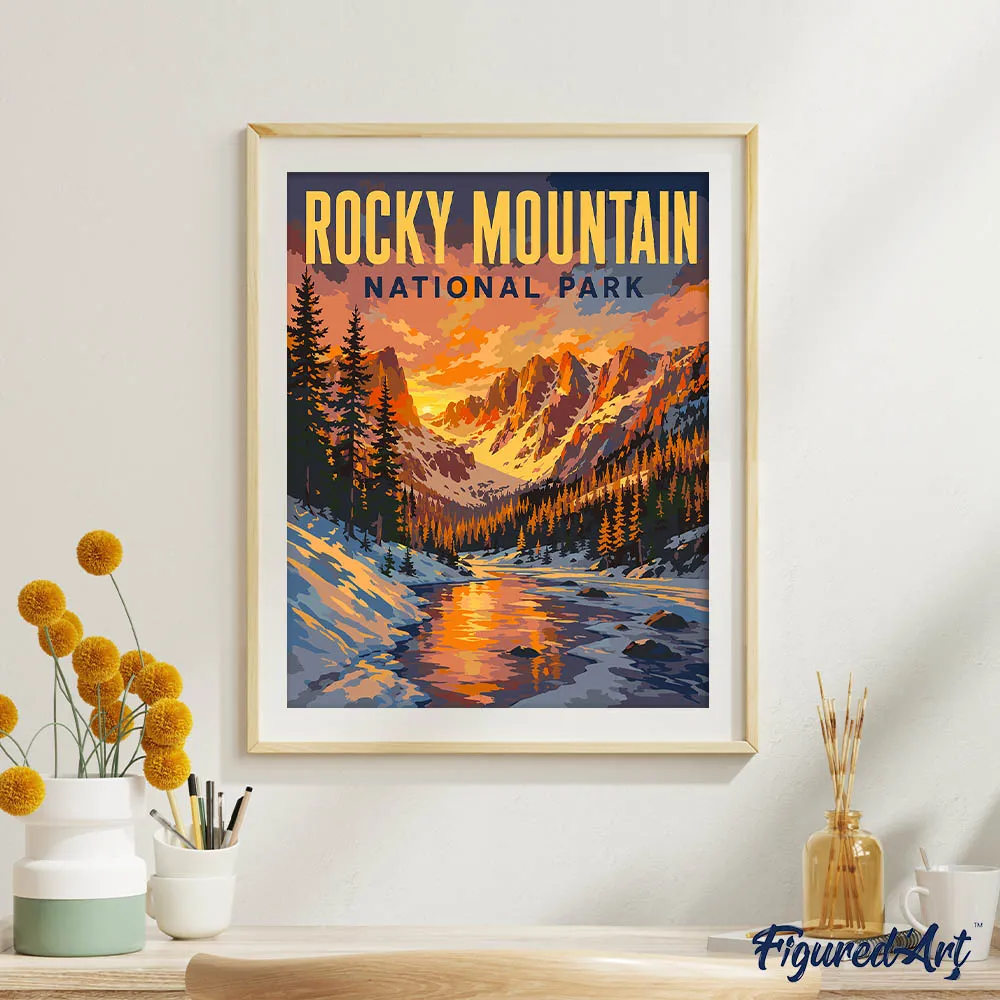Figured'Art Rocky Mountain schilderen op nummer 40x50 cm gemiddeld