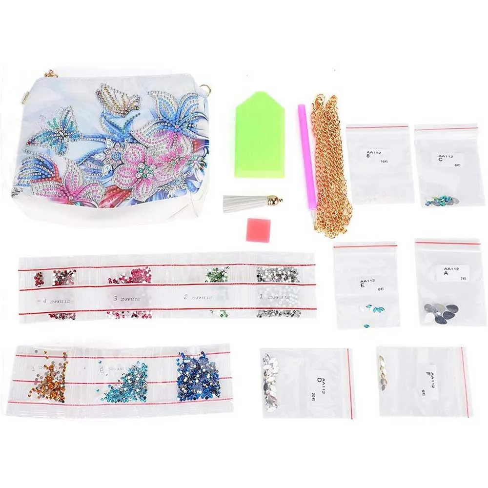 Figured'Art Bloemen tas diamond painting PU-leer 18x15x3cm bloemen