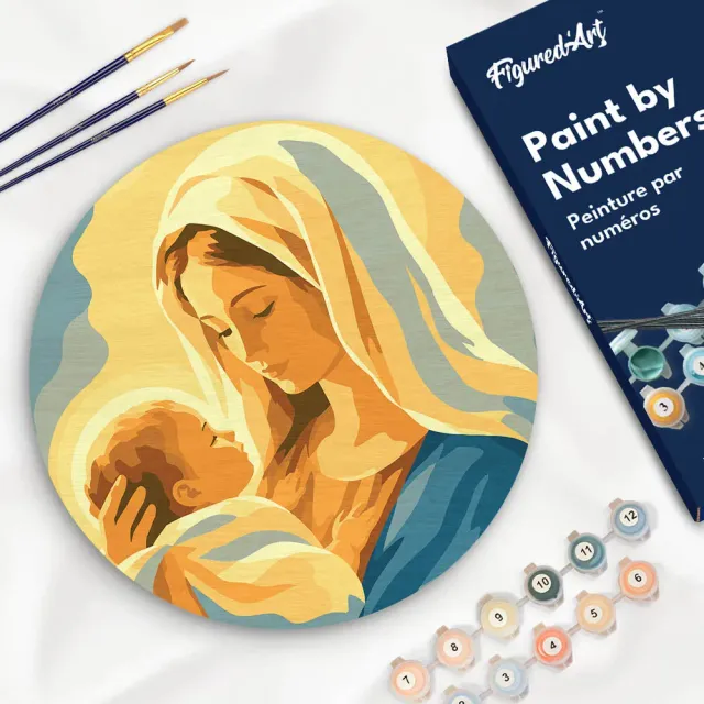 Figured'Art Maria-gebed schilderen op nummer houten schijf 30cm