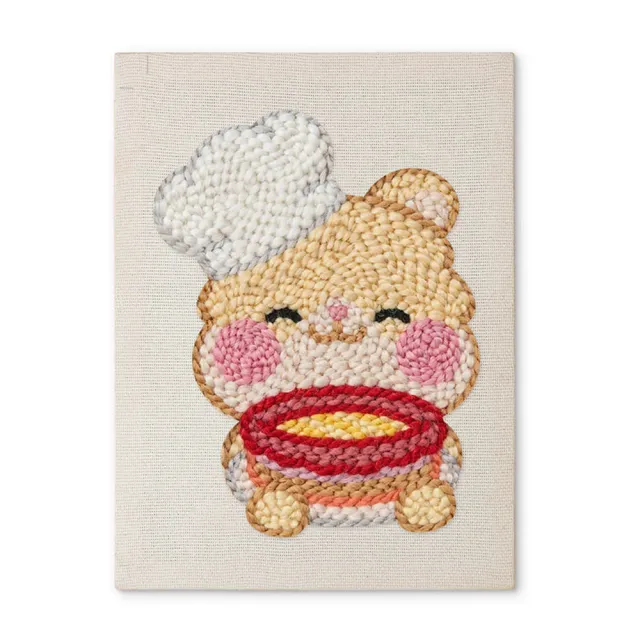 Figured'Art Bakkende Konijn punch needle pakket 20x30 cm met frame
