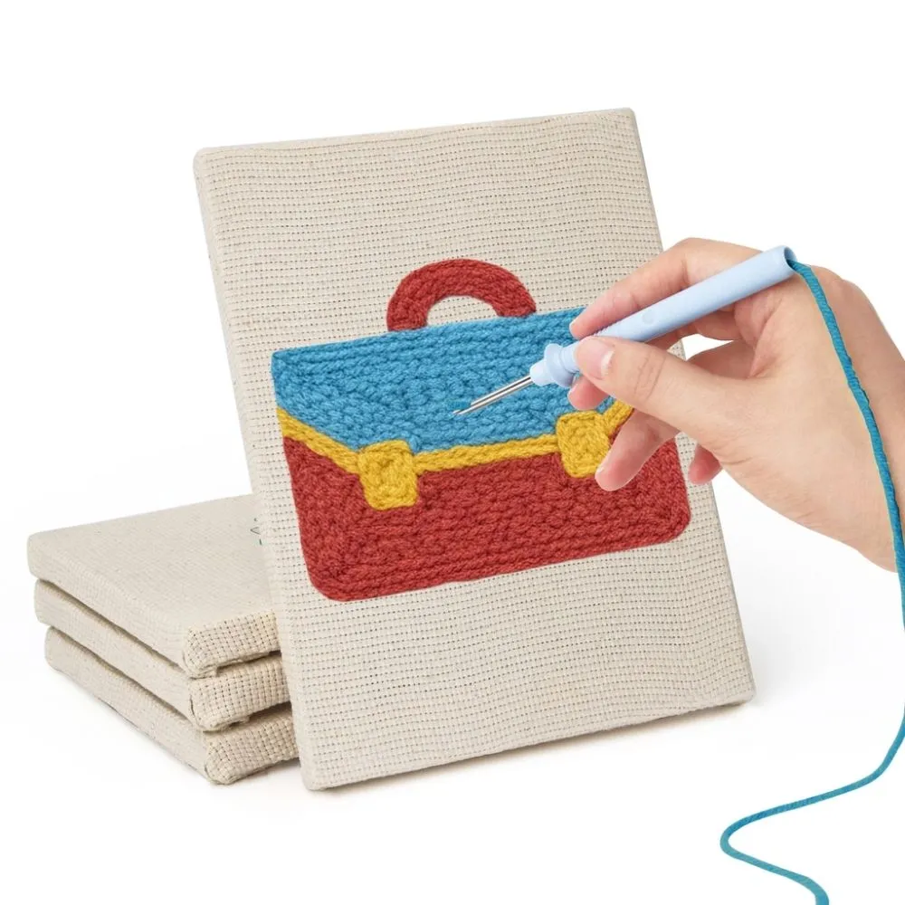 Figured'Art Studietijd punch needle set 4 stuks 15x20 cm
