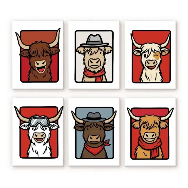 Figured'Art Mini De Moe Crew schilderen op nummer 15x20cm 6 stuks koeien