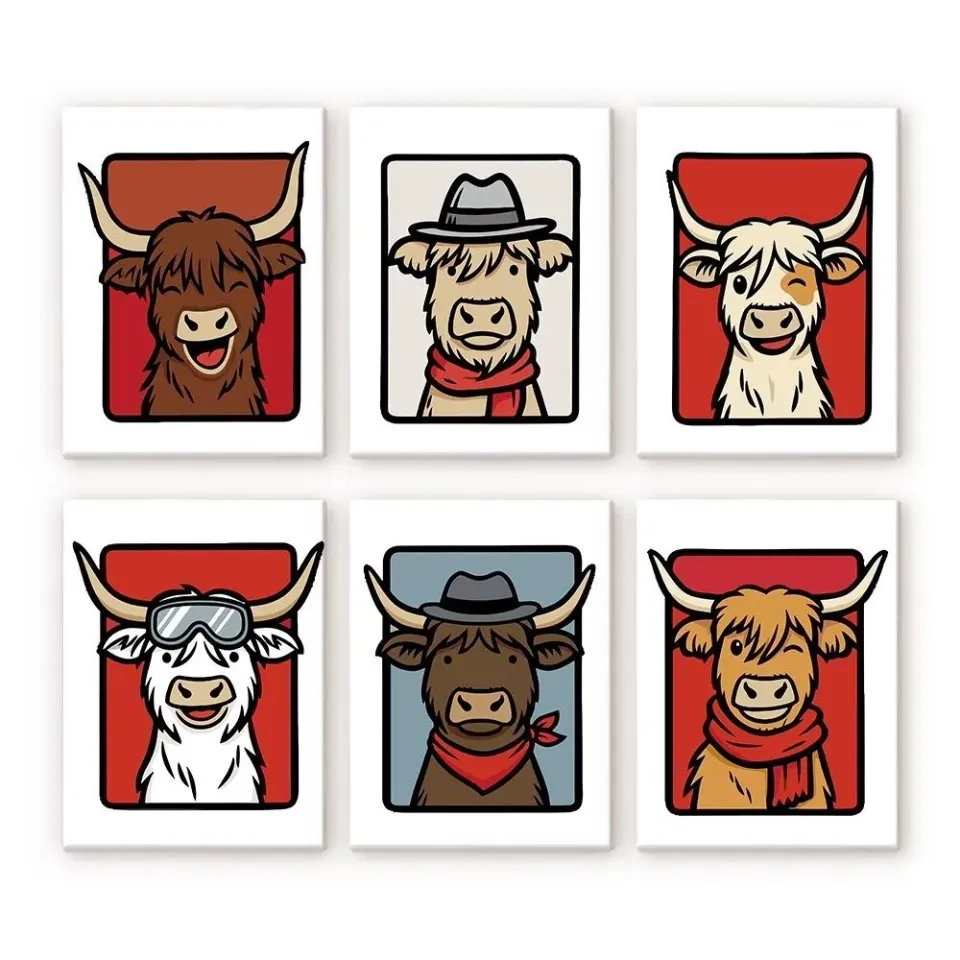 Figured'Art Mini De Moe Crew schilderen op nummer 15x20cm 6 stuks koeien