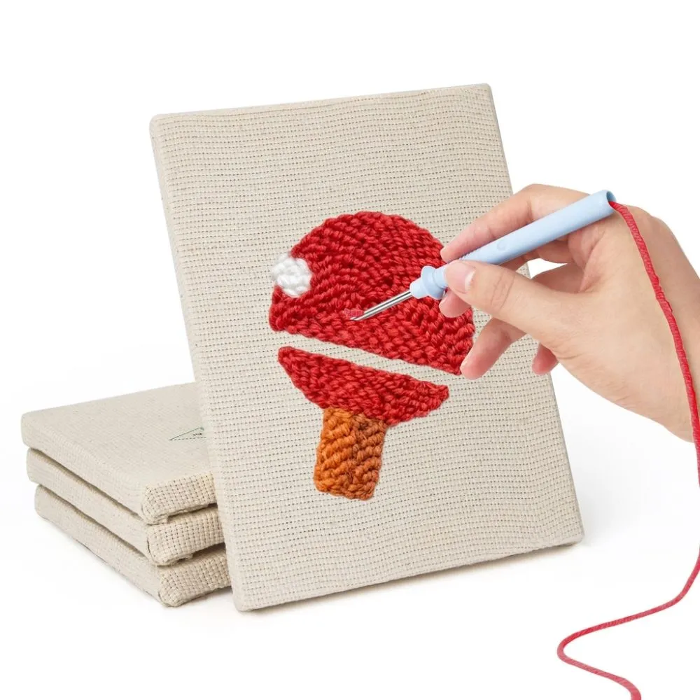 Figured'Art Punch Needle Sportief Plezier set 4 stuks met frames
