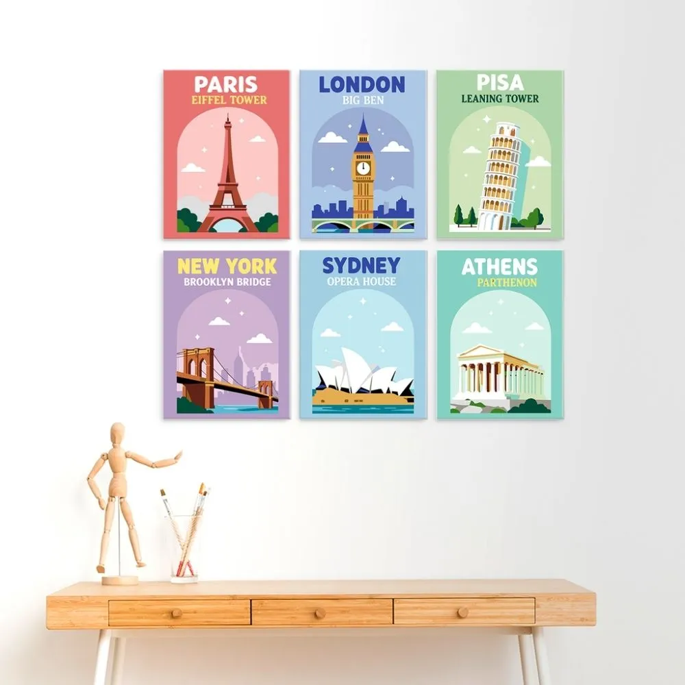 Figured'Art Mini Serie Monumenten van de wereld schilderen op nummer 15x20cm 6 stuks
