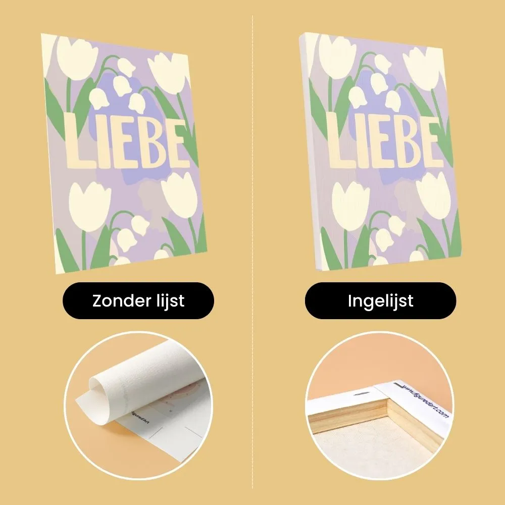 Figured'Art Bloemenliefde 1 schilderen op nummer mini 15x20 cm 6 stuks